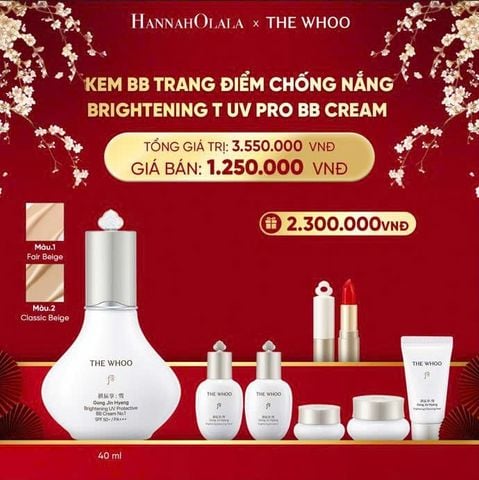  DEAL 16: PHIÊN BẢN 2025 - KEM BB TRANG ĐIỂM CHỐNG NẮNG WHOO SEOL BRIGHT UV PRO BB CREAM 40ML 