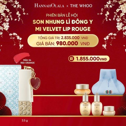  DEAL 03: PHIÊN BẢN LỄ HỘI - SON NHUNG LÌ ĐÔNG Y THE HISTORY OF WHOO GONGJINHYANG MI VELVET LIP ROUGE 3.5G - MÀU 24 RED ORANGE 