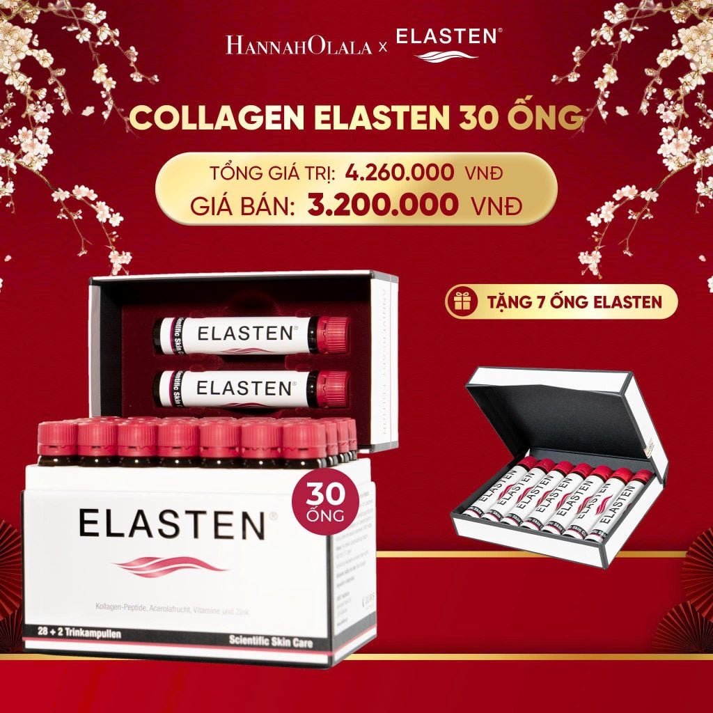  A197_DEAL 2: [FLASH DEAL] 1 HỘP 30 ỐNG COLLAGEN ELASTEN HỘP 30 ỐNG X 25ML 