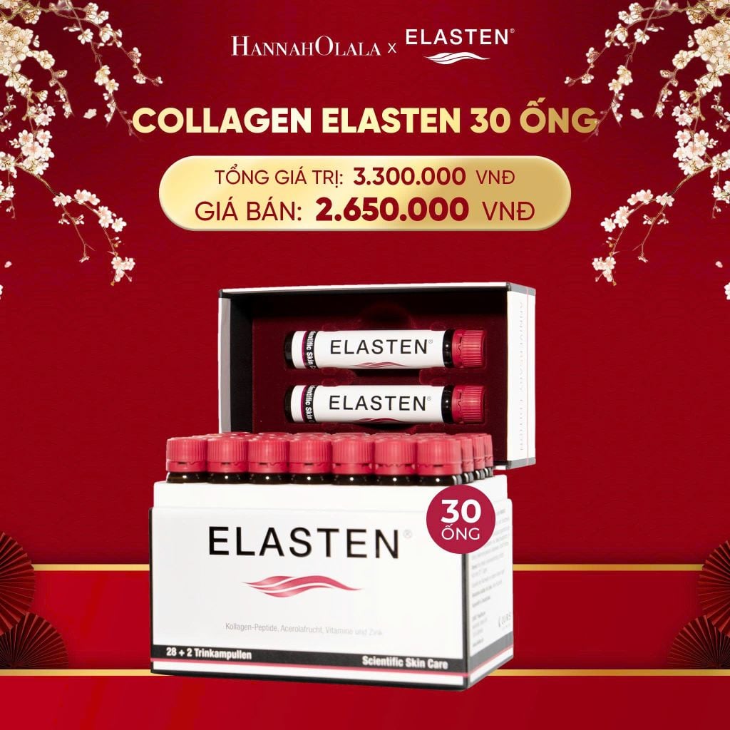  A196_DEAL 1: [FLASH DEAL] 1 HỘP 30 ỐNG COLLAGEN ELASTEN HỘP 30 ỐNG X 25ML 