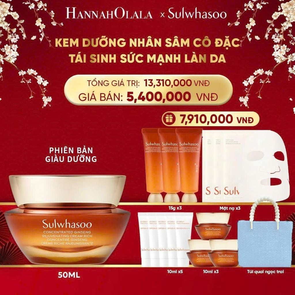  DEAL 3B: [FLASH DEAL] [PHIÊN BẢN GIÀU DƯỠNG] KEM DƯỠNG NHÂN SÂM CÔ ĐẶC CONCENTRATED GINSENG REJUVENATING CREAM RICH 50ML 