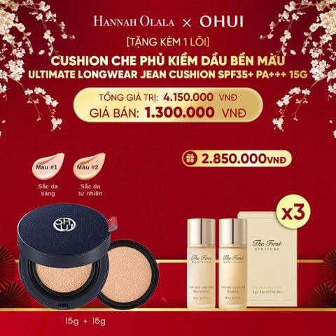  A568_DEAL 41: [TẶNG KÈM 1 LÕI] CUSHION CHE PHỦ KIỀM DẦU BỀN MÀU OHUI ULTIMATE LONGWEAR JEAN CUSHION SPF35+ PA+++ 15G 