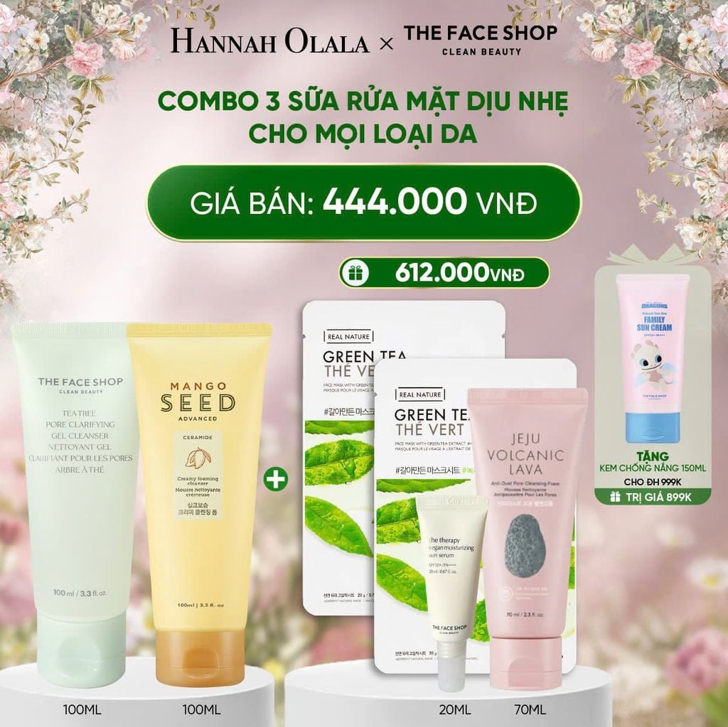  DEAL 6: COMBO 3 SỮA RỬA MẶT DỊU NHẸ CHO MỌI LOẠI DA 