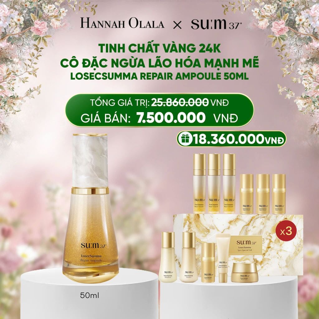  DEAL 35: TINH CHẤT VÀNG 24K CÔ ĐẶC NGỪA LÃO HÓA MẠNH MẼ SU:M37 LOSECSUMMA REPAIR AMPOULE 50ML 