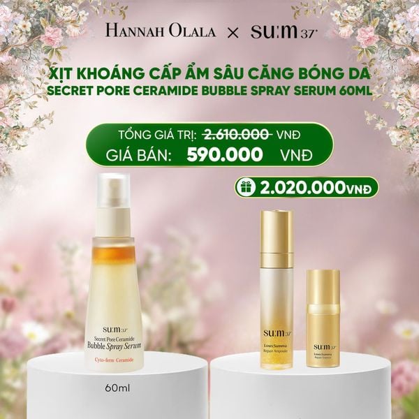  DEAL 37: XỊT KHOÁNG CẤP ẨM SÂU CĂNG BÓNG DA SU:M37 SECRET PORE CERAMIDE BUBBLE SPRAY SERUM 60ML 