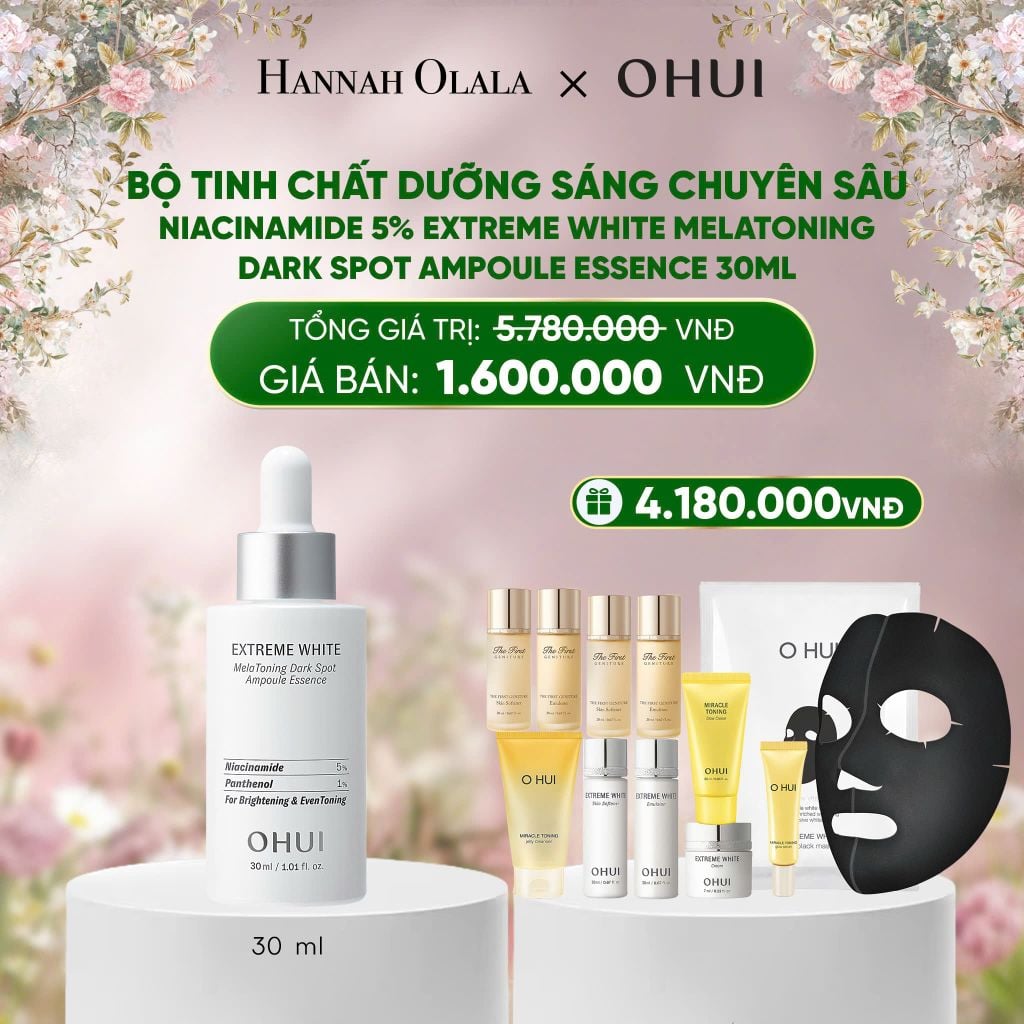  DEAL 46: BỘ TINH CHẤT DƯỠNG SÁNG CHUYÊN SÂU NIACINAMIDE 5% EXTREME WHITE MELATONING DARK SPOT AMPOULE ESSENCE 30ML 