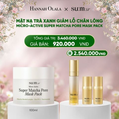  DEAL 39: MẶT NẠ TRÀ XANH GIẢM LỖ CHÂN LÔNG SU:M37 MICRO-ACTIVE SUPER MATCHA PORE MASK PACK 100ML 