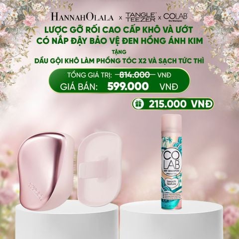  E309_DEAL 2: [MUA 1 TẶNG 1] LƯỢC GỠ RỐI CÓ NẮP ĐẬY TIẸN DỤNG MÀU HỒNG ÁNH KIM TẶNG 1 DẦU GỘI KHÔ LÀM PHỒNG X2 VÀ SẠCH TÓC TỨC THÌ 