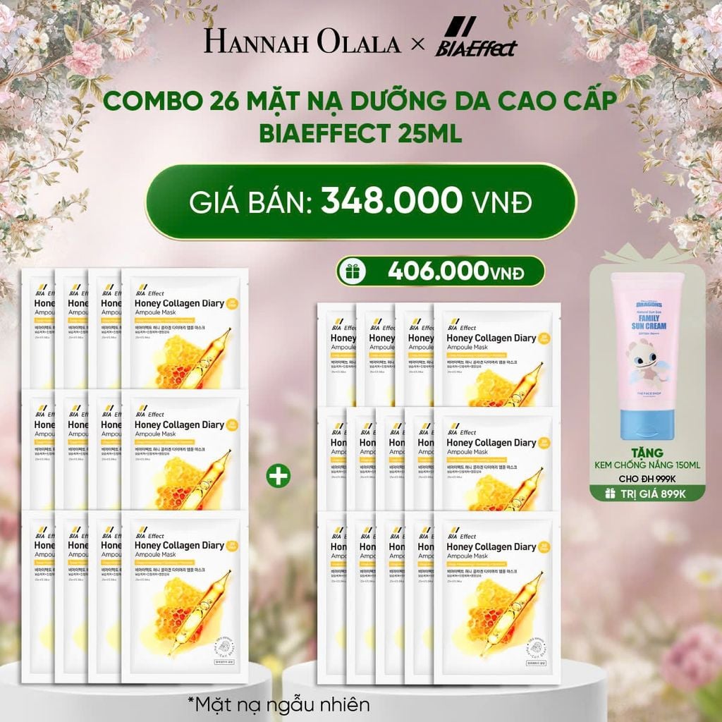  E1444_DEAL 1: COMBO 26 MẶT NẠ DƯỠNG DA CAO CẤP BIAEFFECT 25ML 