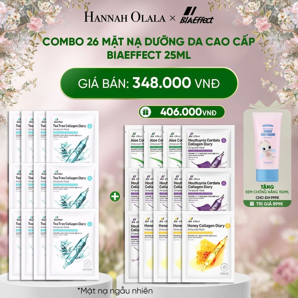  E1444_DEAL 1: COMBO 26 MẶT NẠ DƯỠNG DA CAO CẤP BIAEFFECT 25ML 