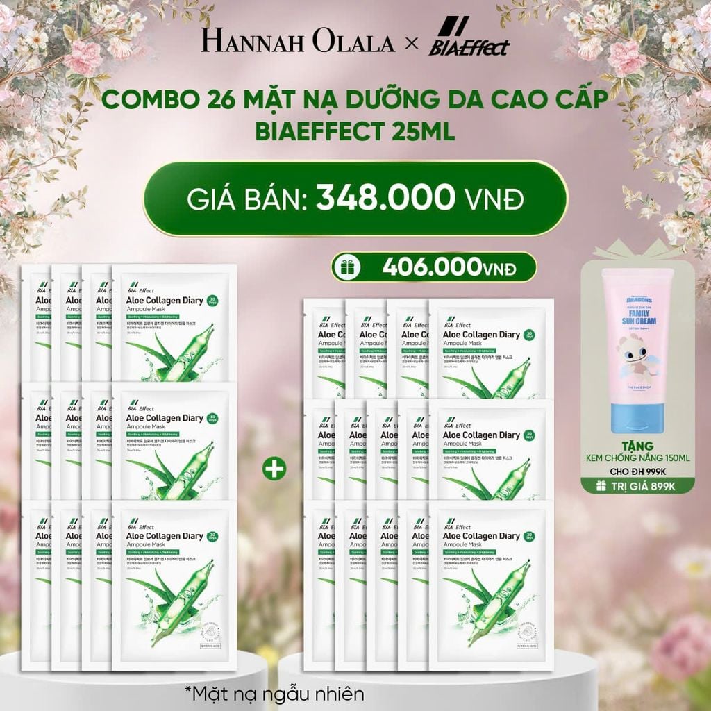  E1444_DEAL 1: COMBO 26 MẶT NẠ DƯỠNG DA CAO CẤP BIAEFFECT 25ML 