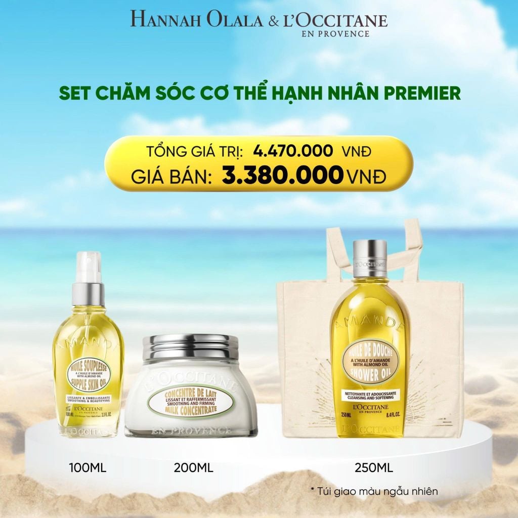  DEAL 8: SET CHĂM SÓC CƠ THỂ HẠNH NHÂN L'OCCITANE PREMIER 