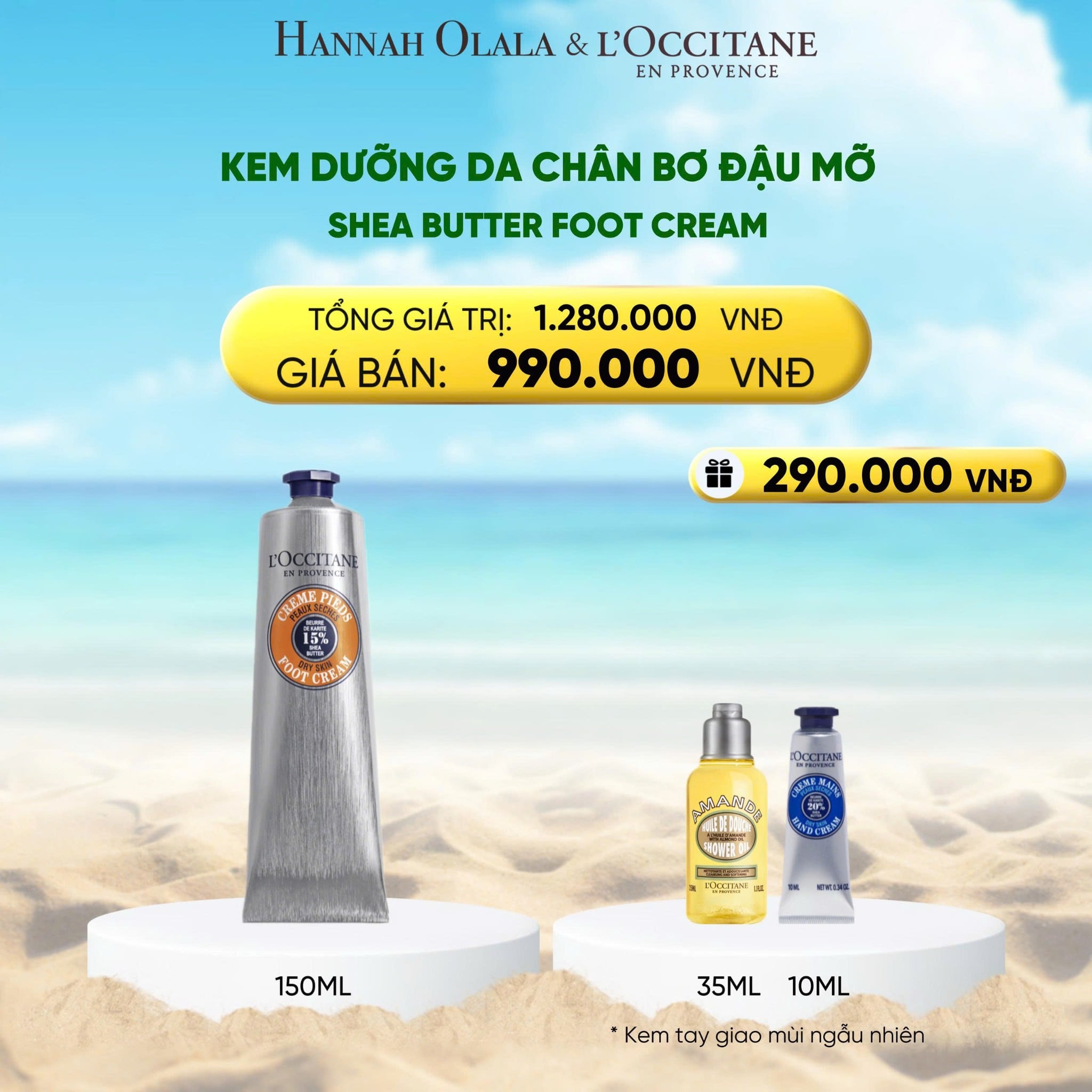 A946_deal 4: kem dưỡng da chân bơ đậu mỡ l'occitane 150ml
