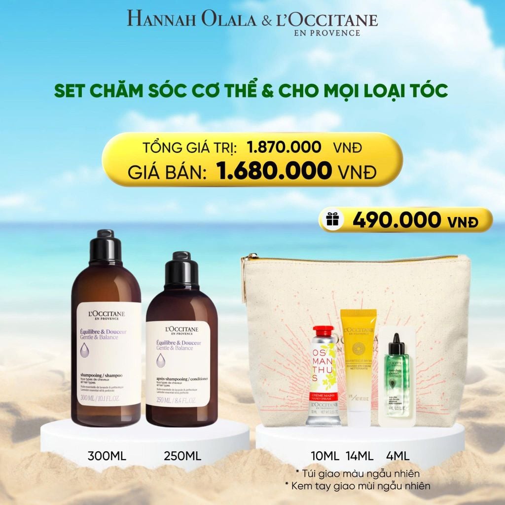  DEAL 9: SET CHĂM SÓC TÓC & CƠ THỂ DÀNH CHO MỌI LOẠI TÓC L'OCCITANE 