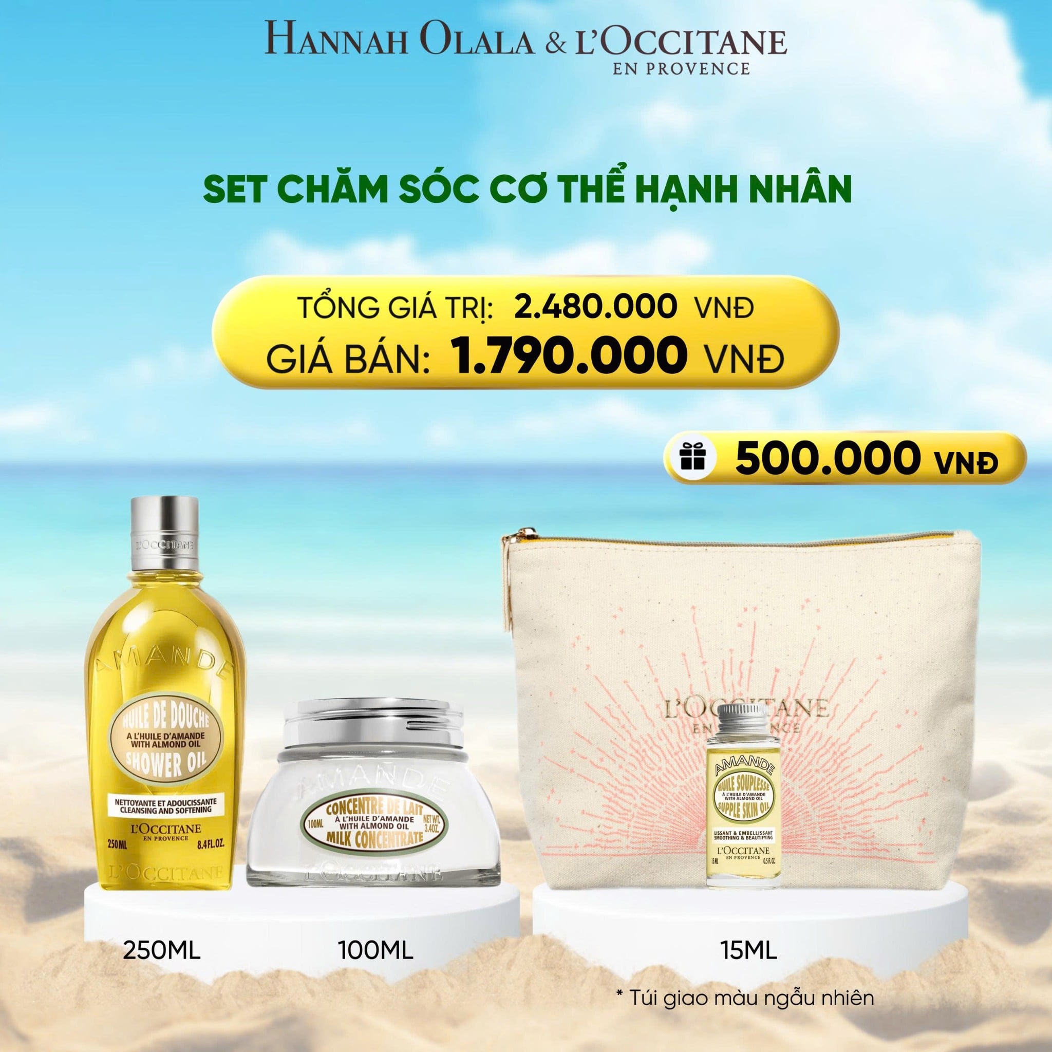 A945_deal 7: set chăm sóc cơ thể hạnh nhân l'occitane