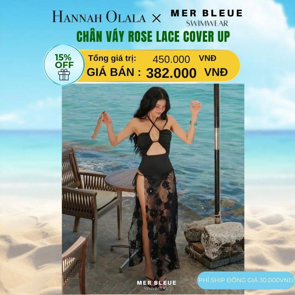  DEAL 15 CHÂN VÁY HOA REN NỔI 3D ROSE LACE COVER UP 