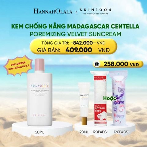  A430_DEAL 11: [ PRE - ODER GIAO HÀNG SAU 08/4] NEW SKU SKIN1004 KEM CHỐNG NẮNG MADAGASCAR CENTELLA POREMIZING VELVET SUNCREAM SPF50+ PA++++ 50ML (IP04) 