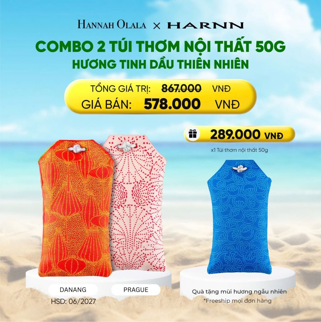  A1110_DEAL 8: COMBO 2 TÚI THƠM NỘI THẤT 50G HƯƠNG TINH DẦU THIÊN NHIÊN 