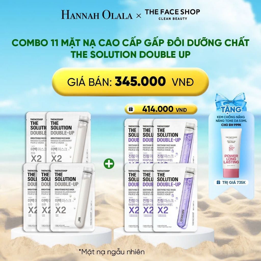  COMBO 11 MẶT NẠ CAO CẤP GẤP ĐÔI DƯỠNG CHẤT THE SOLUTION DOUBLE UP 