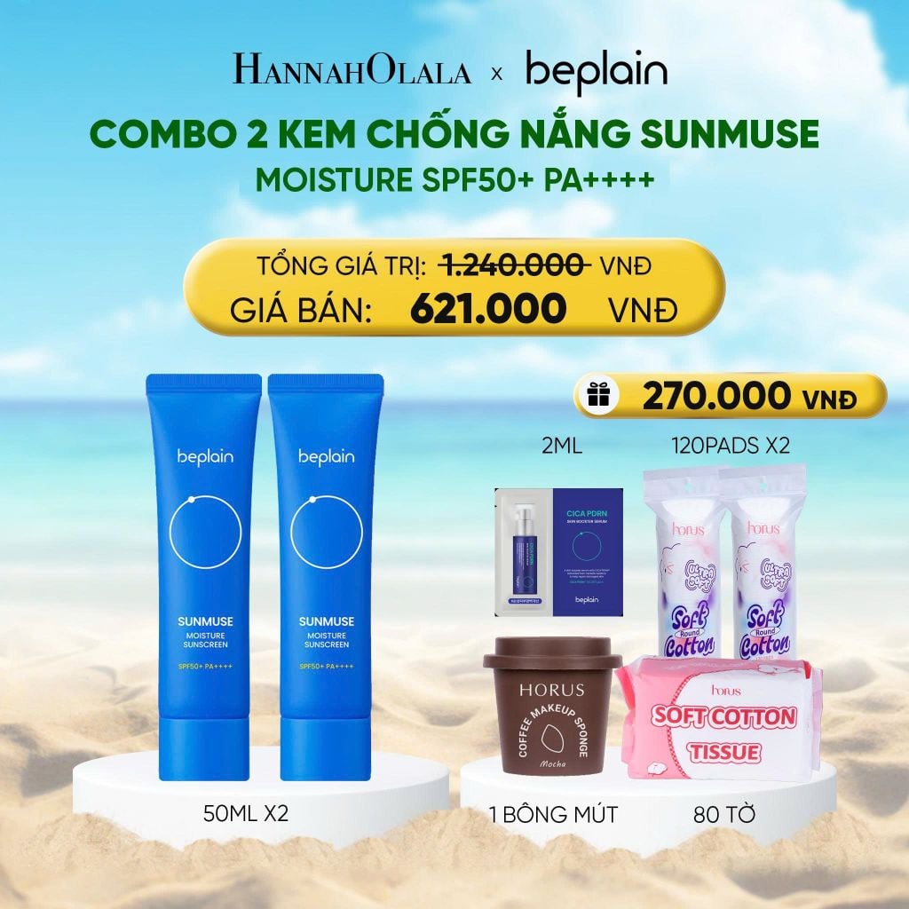  COMBO 2 KCN: BEPLAIN KEM CHỐNG NẮNG SUNMUSE SUNSCREEN 50ML BẤT KỲ 