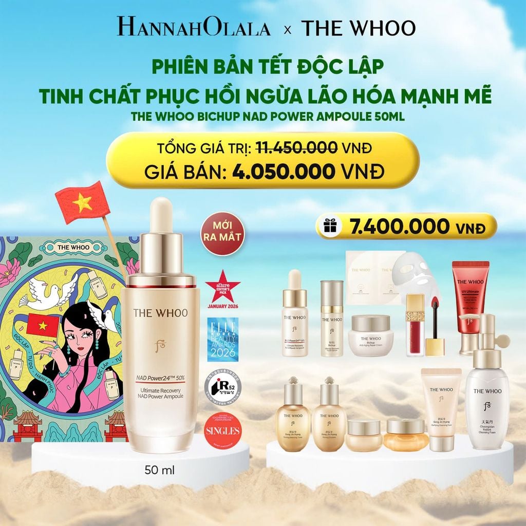  PHIÊN BẢN TẾT ĐỘC LẬP - BỘ TINH CHẤT TĂNG CƯỜNG NGỪA LÃO HÓA CHUYÊN SÂU THE WHOO BICHUP ULTIMATE RECOVERY NAD POWER AMPOULE 50ML SPECIAL SET 