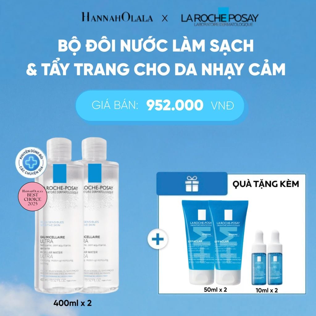  BỘ ĐÔI NƯỚC TẨY TRANG CHO DA NHẠY CẢM MICELLAR SENSITIVE SKIN 400ML DEAL 10: - B2 