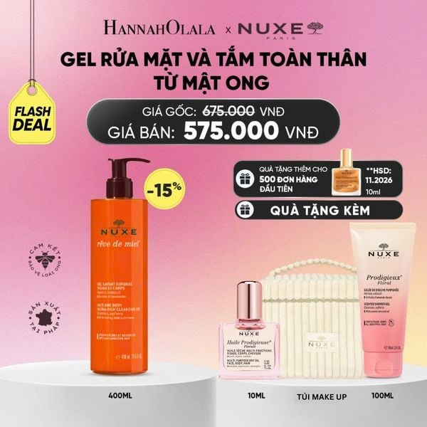  FLASH DEAL GEL RỬA MẶT VÀ TẮM TOÀN THÂN TỪ MẬT ONG NUXE REVE DE MIEL 400ML_ A881 