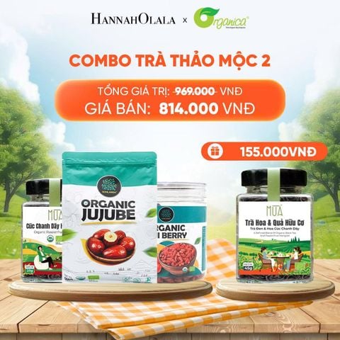  COMBO TRÀ THẢO MỘC 2 X TÁO ĐỎ HỮU CƠ SONLANGA 500GR 1 X KỶ TỬ HỮU CƠ SONLANGA 200GR 1X HOA CÚC CHANH DÂY SẤY HỮU CƠ MÙA 20GR - DEAL 6 