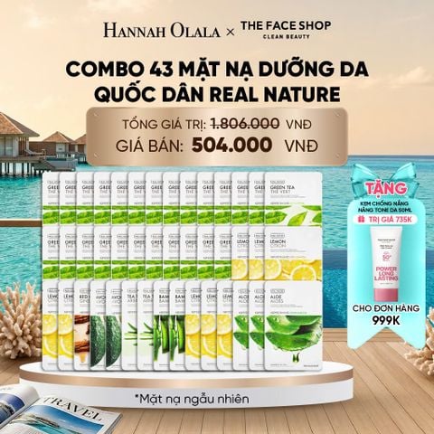  COMBO 43 MẶT NẠ DƯỠNG DA QUỐC DÂN REAL NATURE CHO MỌI LOẠI DA_ D23 