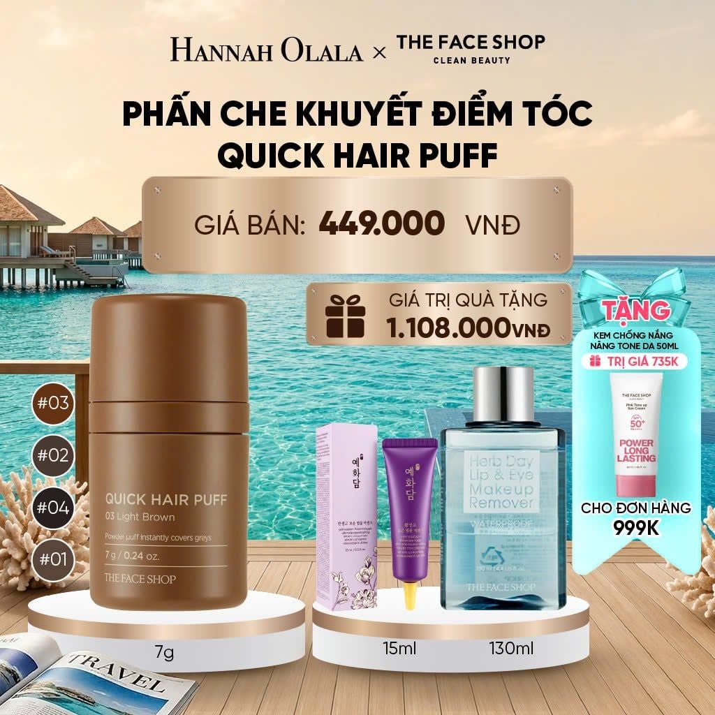 PHẤN CHE KHUYẾT ĐIỂM TÓC QUICK HAIR PUFF 7G_ D412 