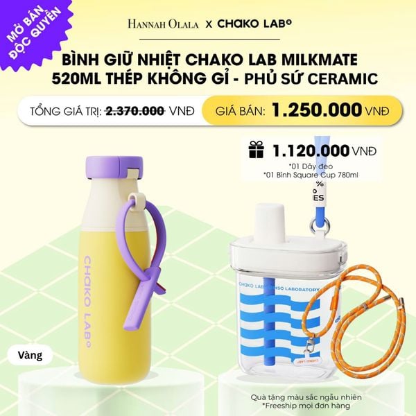  [FLASH DEAL] BÌNH GIỮ NHIỆT CHAKO LAB MILKMATE 520ML THÉP KHÔNG GỈ CAO CẤP _ DEAL 7 _ A69 