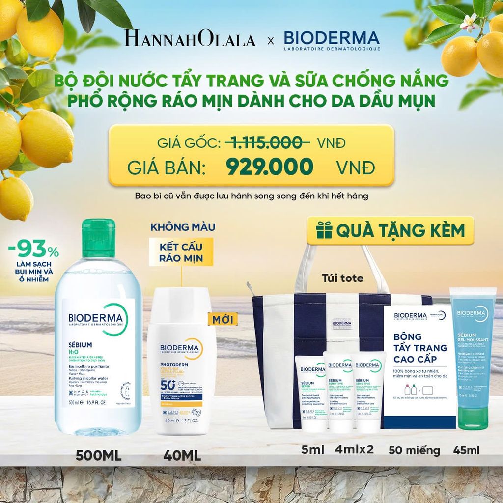  BỘ ĐÔI NƯỚC TẨY TRANG VÀ SỮA CHỐNG NẮNG PHỔ RỘNG RÁO MỊN CHO DA DẦU MỤN (CHỌN MÀU) 