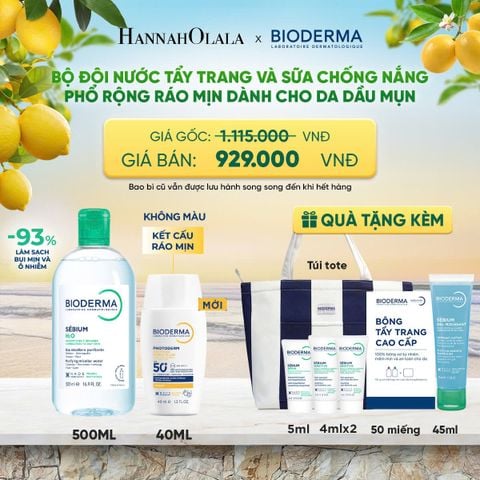  BỘ ĐÔI NƯỚC TẨY TRANG VÀ SỮA CHỐNG NẮNG PHỔ RỘNG RÁO MỊN CHO DA DẦU MỤN (CHỌN MÀU) 