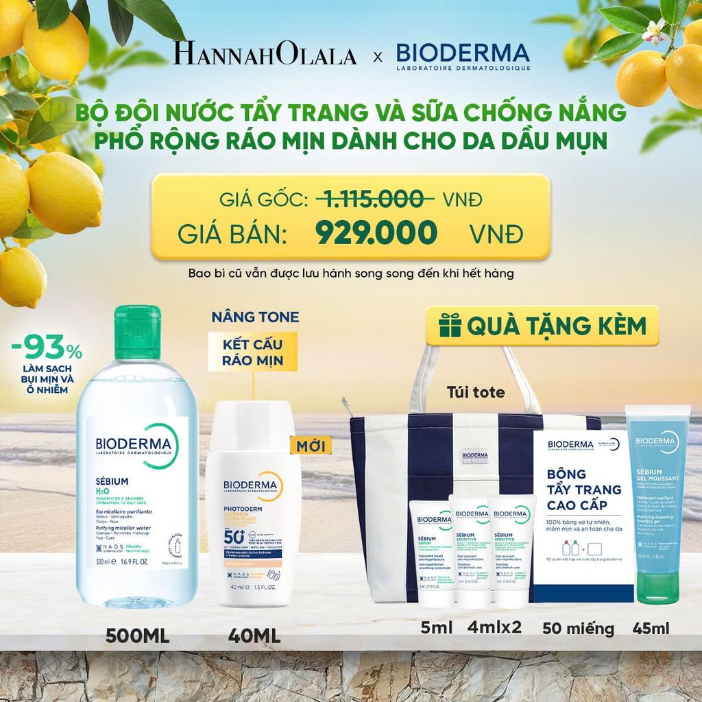  BỘ ĐÔI NƯỚC TẨY TRANG VÀ SỮA CHỐNG NẮNG PHỔ RỘNG RÁO MỊN CHO DA DẦU MỤN (CHỌN MÀU) 