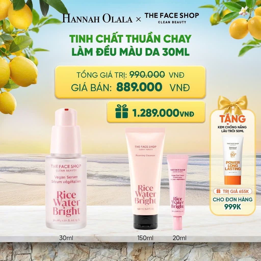  TINH CHẤT THUẦN CHAY LÀM ĐỀU MÀU DA RICE WATER BRIGHT VEGAN SERUM 30ML 