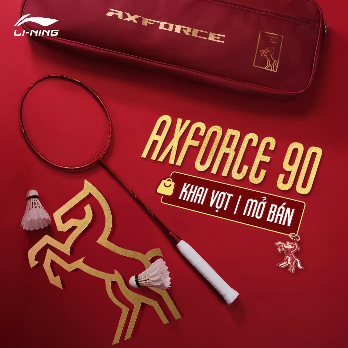 Vợt cầu lông Axforce 90 -4U Red Unisex P-AYPW027-4V (Khung Vợt)
