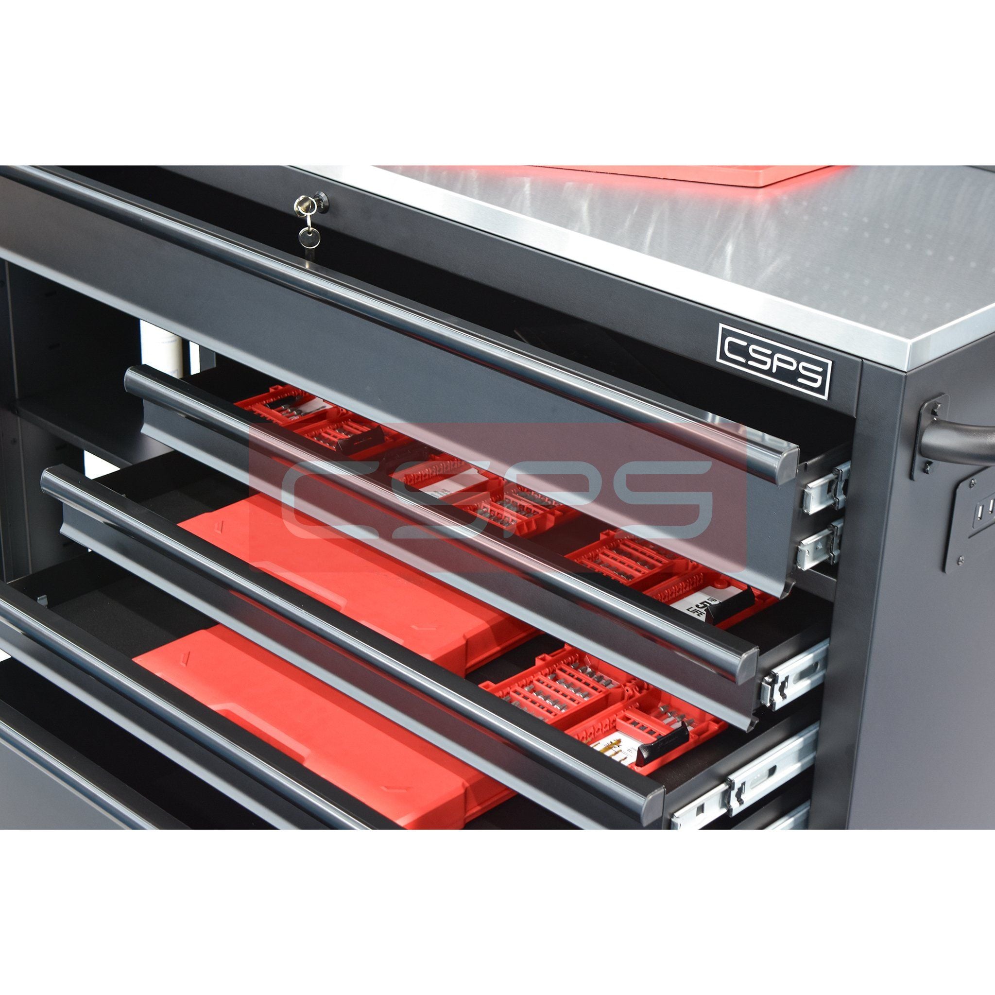  Tủ dụng cụ CSPS 132cm - 05 hộc kéo màu đen/trắng 