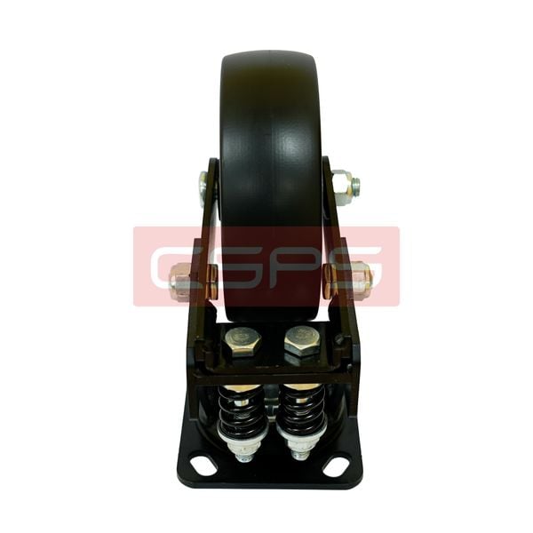  Bánh xe CSPS 350kg, lò xo giảm xóc, đế xoay không khóa màu đen 