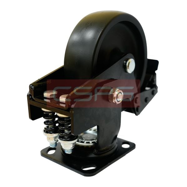  Bánh xe CSPS 350kg, lò xo giảm xóc, đế xoay khóa màu đen 