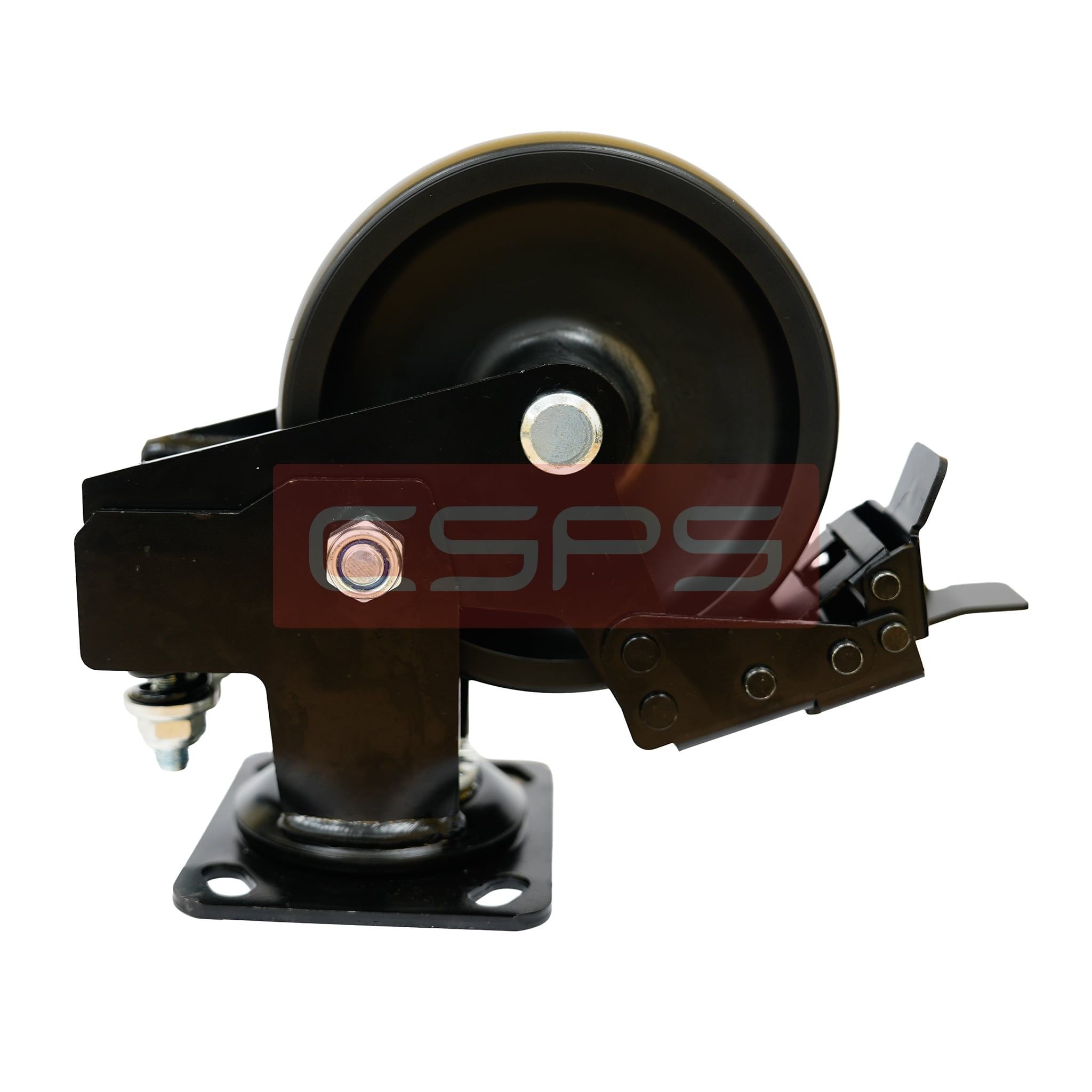  Bánh xe CSPS 350kg, lò xo giảm xóc, đế xoay khóa màu đen 
