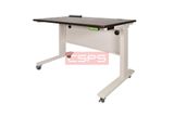 Bàn điều chỉnh chiều cao bằng điện CSPS 117cm màu trắng: Chân trắng hạ thấp nhìn nghiêng