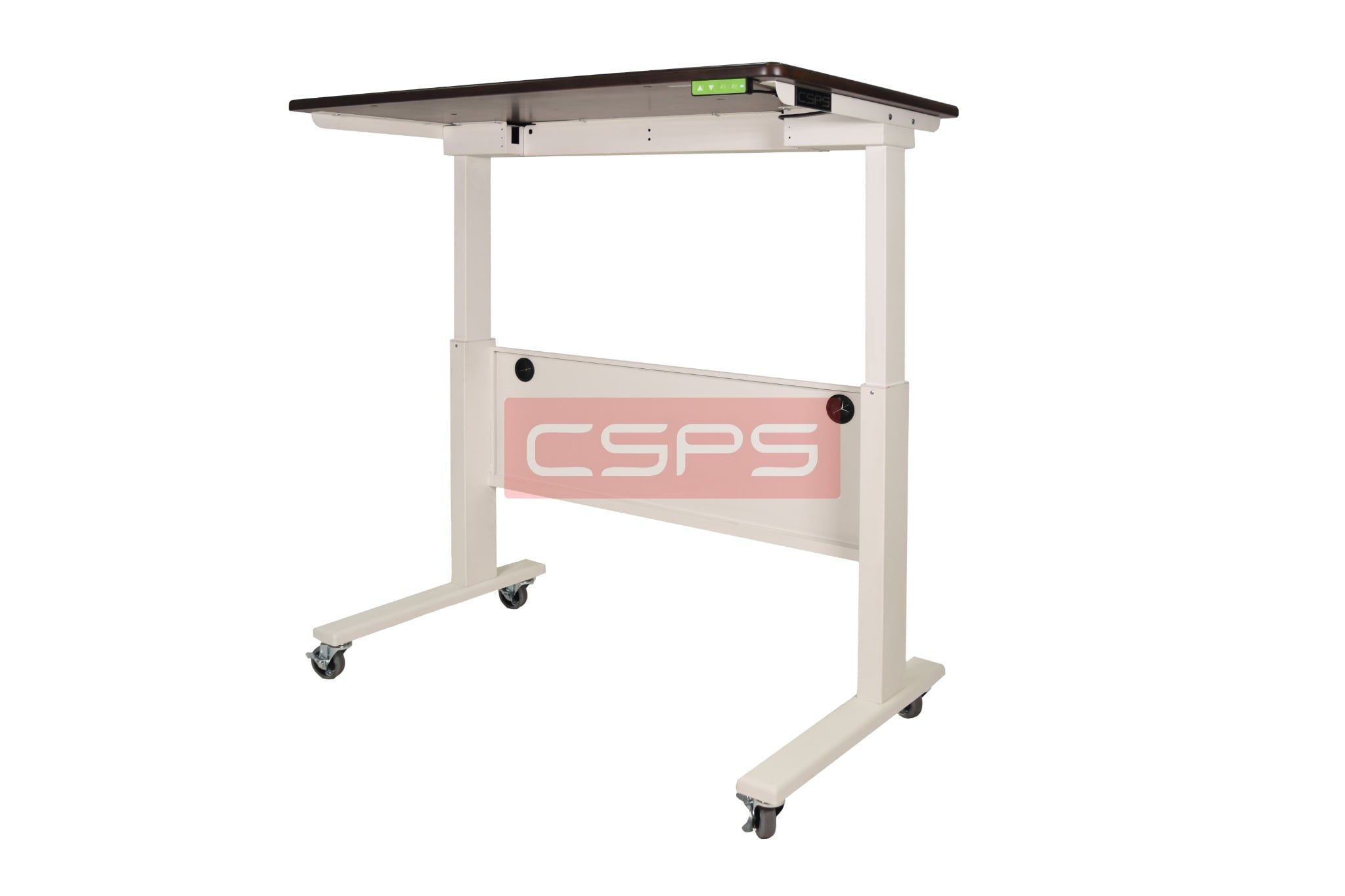 Bàn điều chỉnh chiều cao bằng điện CSPS 117cm màu trắng: Chân trắng nâng cao nhìn nghiêng