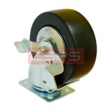 Bánh xe CSPS 227kg đế xoay khóa mạ kẽm: Mặt dưới bánh xe nhìn nghiêng với bàn đạp khóa