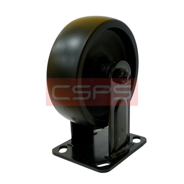 Bánh xe CSPS 300kg đế cố định màu đen: Nhìn nghiêng đế cố định