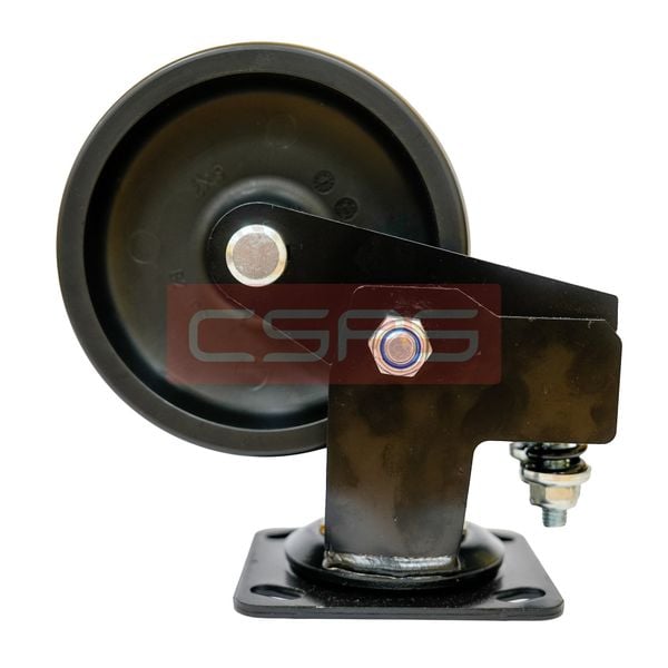 Bánh xe CSPS 350kg, lò xo giảm xóc, đế xoay không khóa màu đen: Mặt bên bánh xe và đế xoay