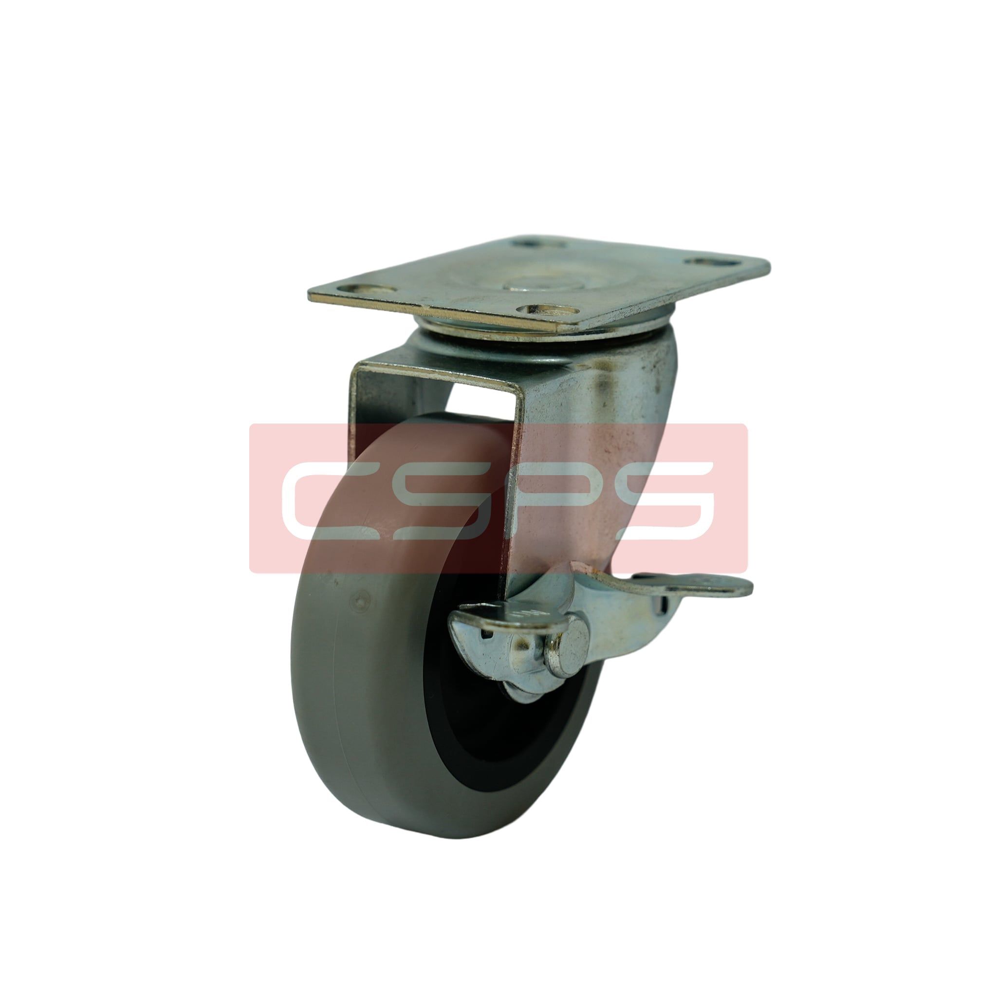 Bánh xe CSPS 51kg đế xoay khóa mạ kẽm: Toàn cảnh bánh xe nhìn nghiêng