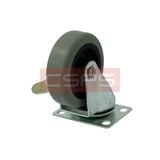 Bánh xe CSPS 51kg đế xoay khóa mạ kẽm: Bánh xe và đế lắp nhìn nghiêng từ phía dưới