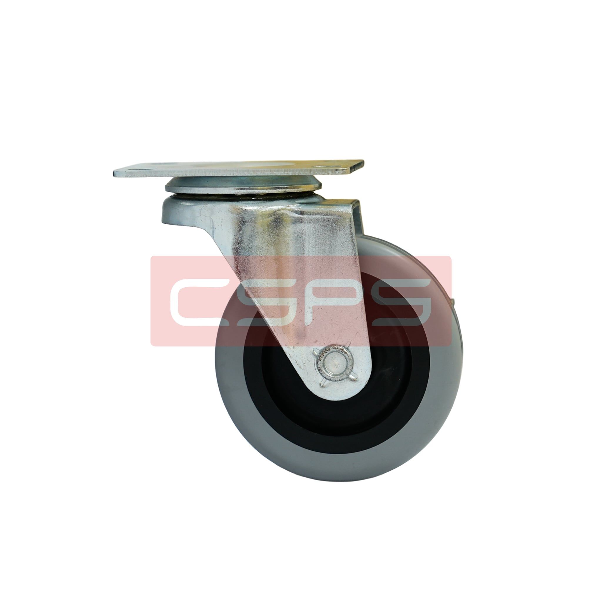 Bánh xe CSPS 51kg đế xoay khóa mạ kẽm: Bánh xe nhìn từ bên hông