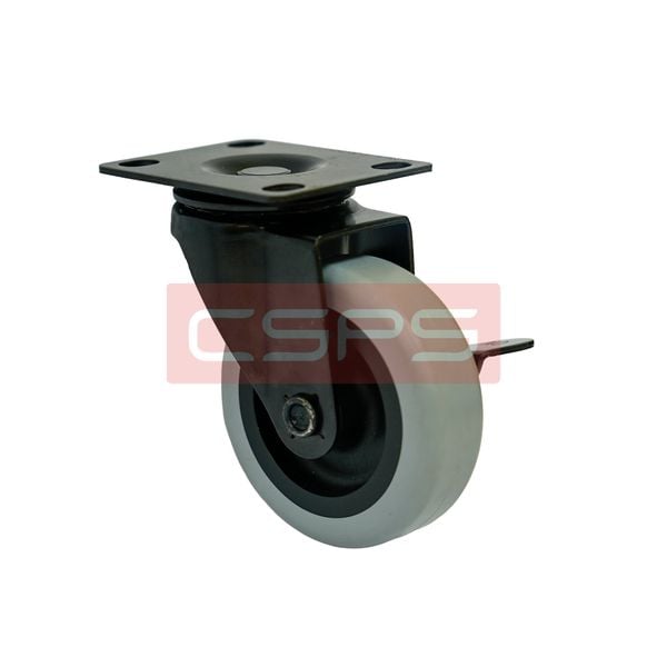 Bánh xe CSPS 51kg đế xoay khóa màu đen: Toàn cảnh bánh xe nhìn nghiêng