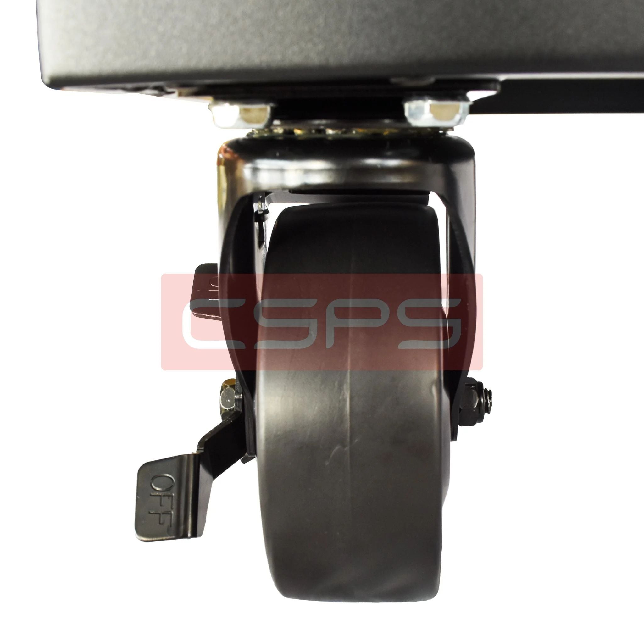 Bộ 04 bánh xe xoay CSPS: Bánh xe nhìn chính diện với bàn đạp khóa